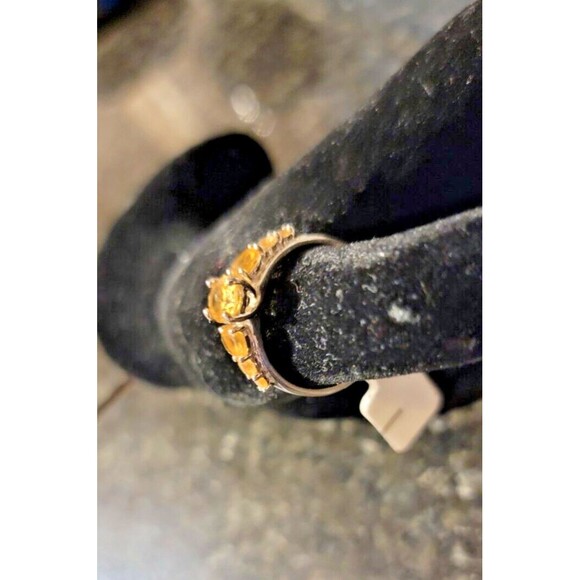 Cushion cut center Citrine gemstone w 6 faceted Sterling Silver, 9.5 - Picture 10 of 12